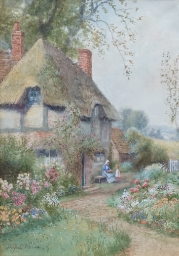 W. Holmes, watercolour, A Surrey Homestead, signed, gilt framed, 34 x 24cm. Condition - fair/good